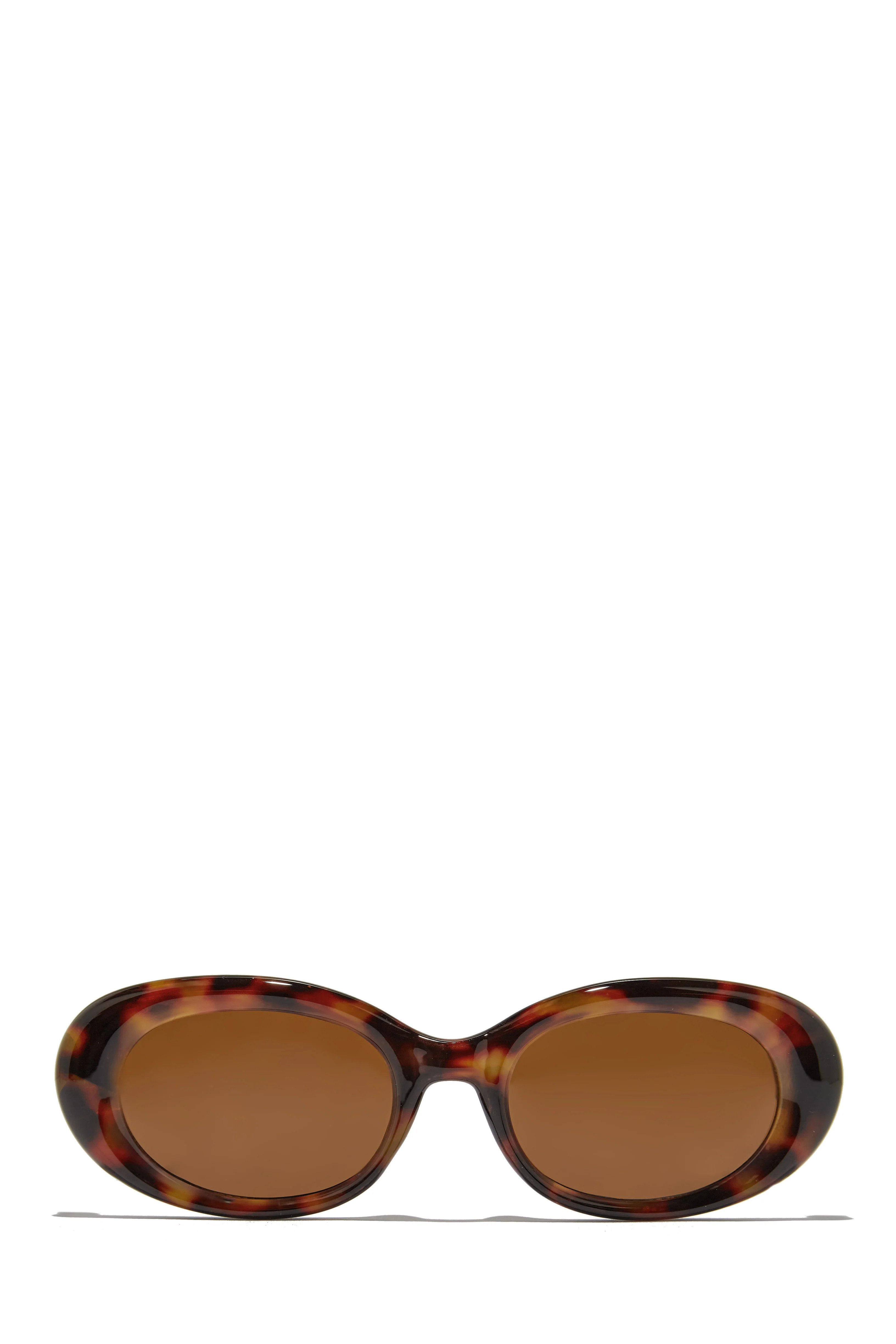 Miss Lola | Tube Girl Tortoise Oval Sunglasses | MISS LOLA
