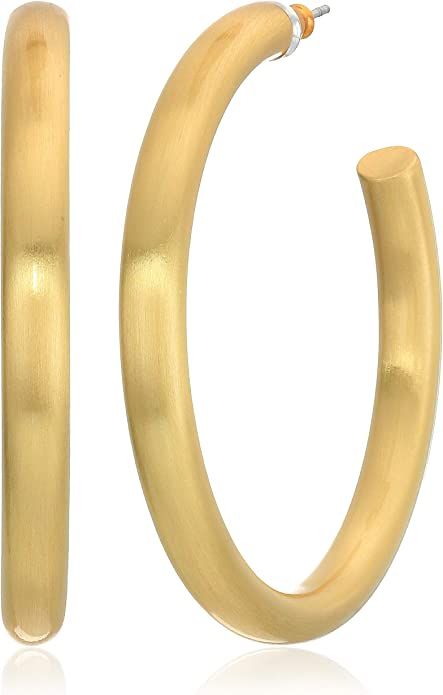 Lucky Brand Women's Gold Large Tubular Hoop Earrings, One Size | Amazon (US)