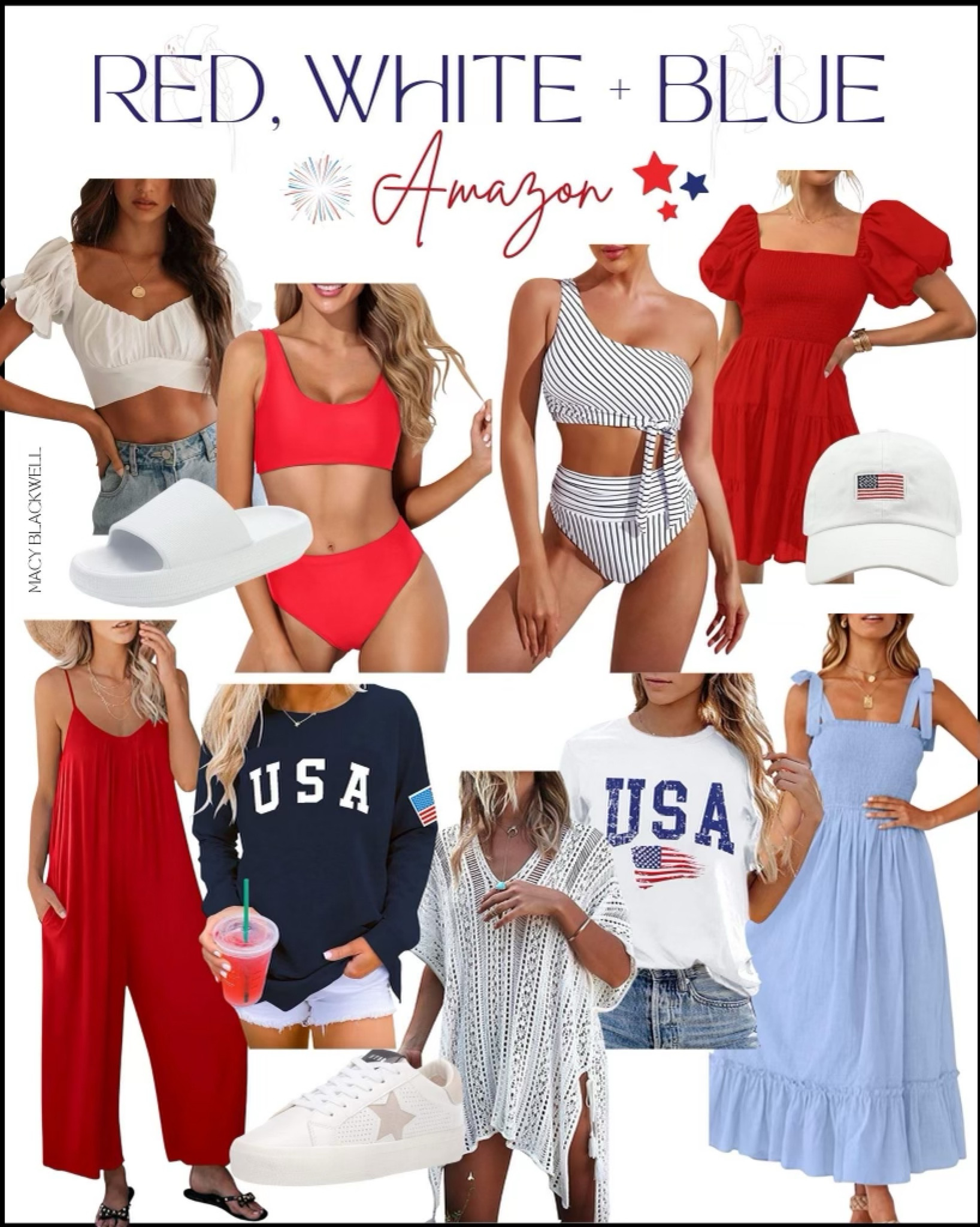 Memorial Day outfit. 4th of July outfit. Patriotic outfit. Red white and blue. Stars and Stripes. Amazon fashion. USA. America  

#LTKunder100 #LTKSeasonal #LTKstyletip