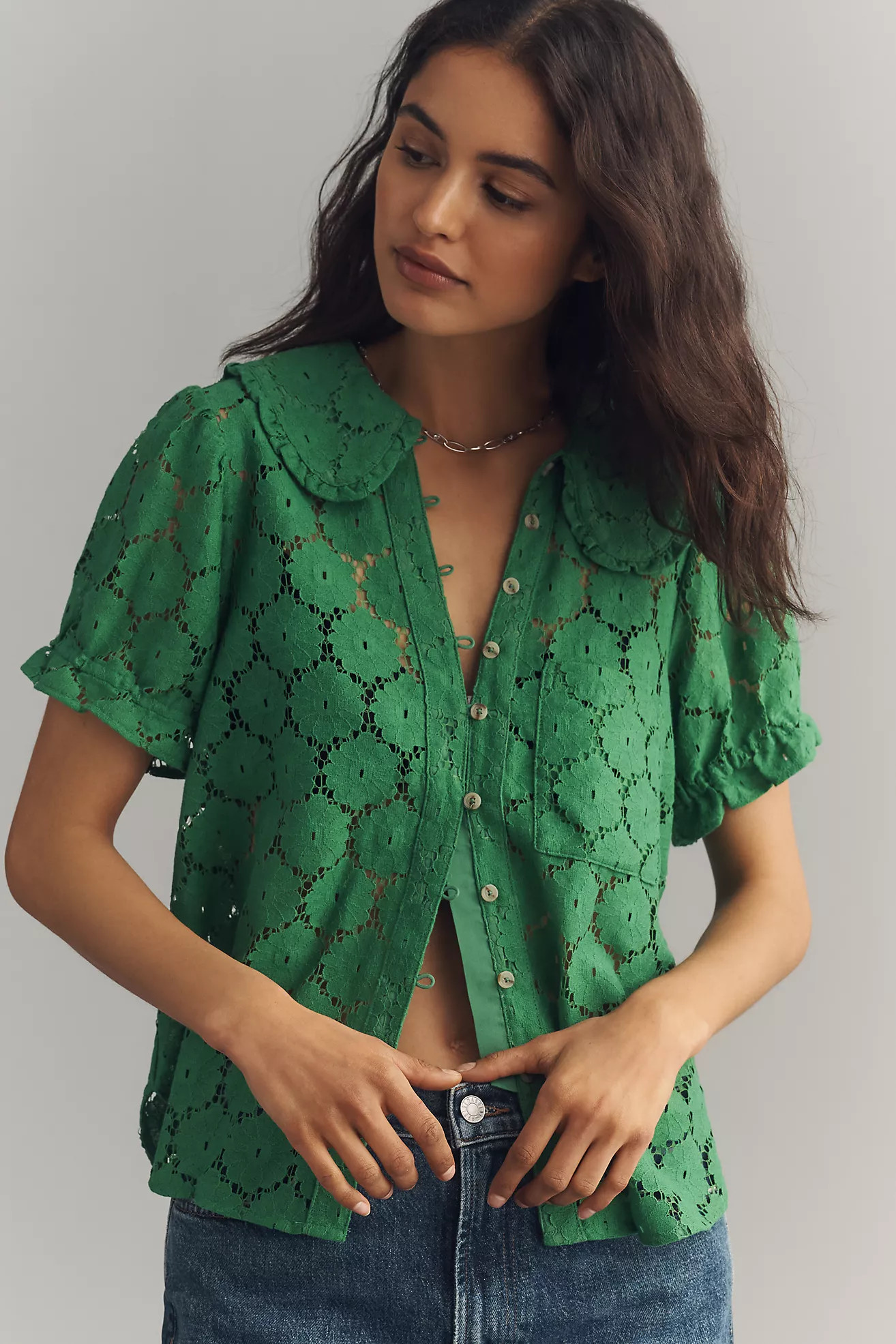 The Keira Lace Blouse by Pilcro | Anthropologie (US)