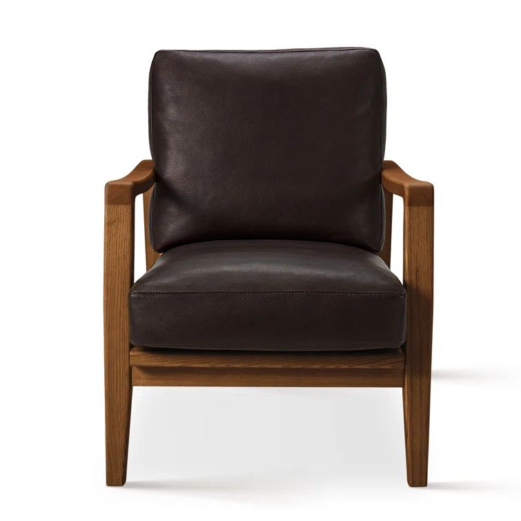 Dzianis Genuine Leather Armchair Top Grain Leather Accent Lounge Chair | Wayfair North America