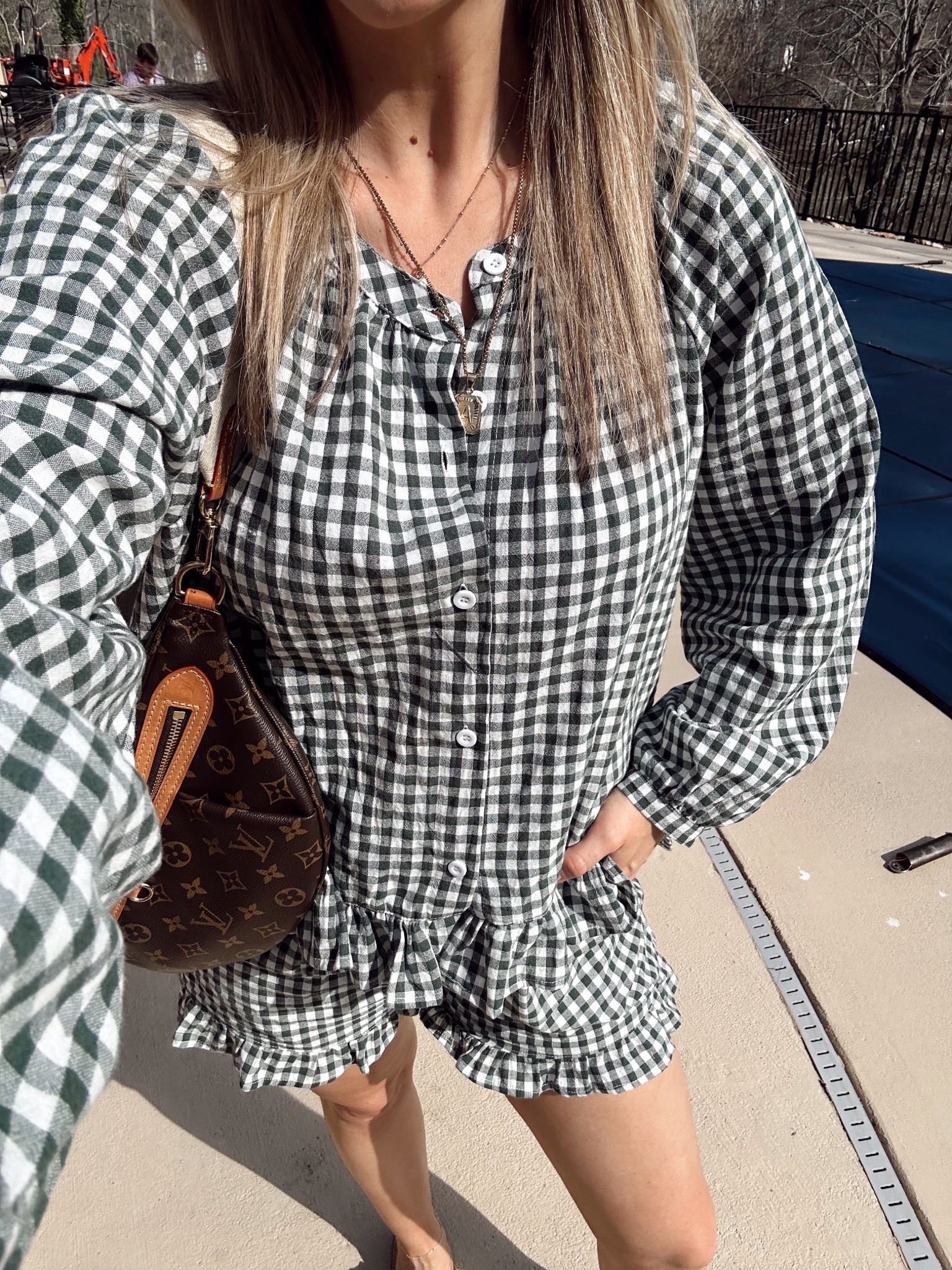 Cute spring gingham set from Amazon! Wearing a small-comfortable relaxed fit. Waistband is elastic with drawstring and shorts have pockets 