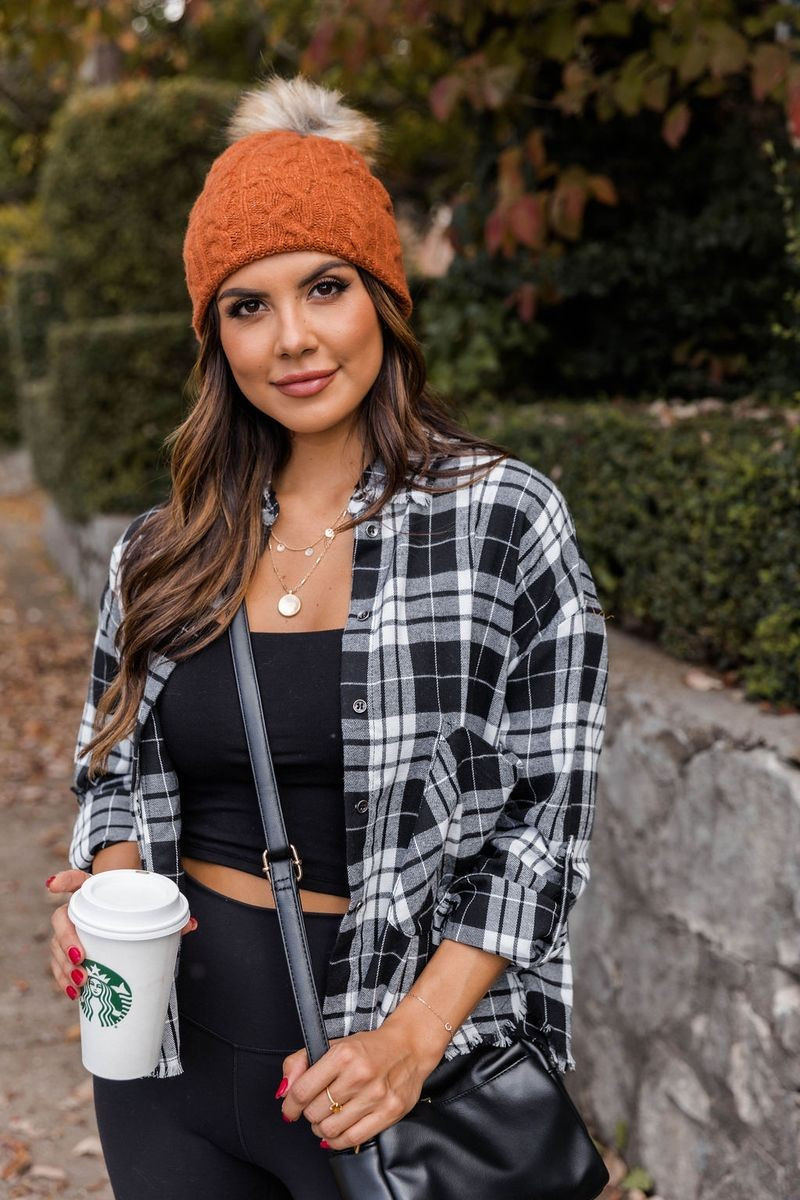 Not Gone For Long Black Plaid Blouse | The Pink Lily Boutique