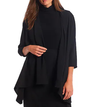 Matte Crepe Open-Front Side Drape Jacket | Dillards