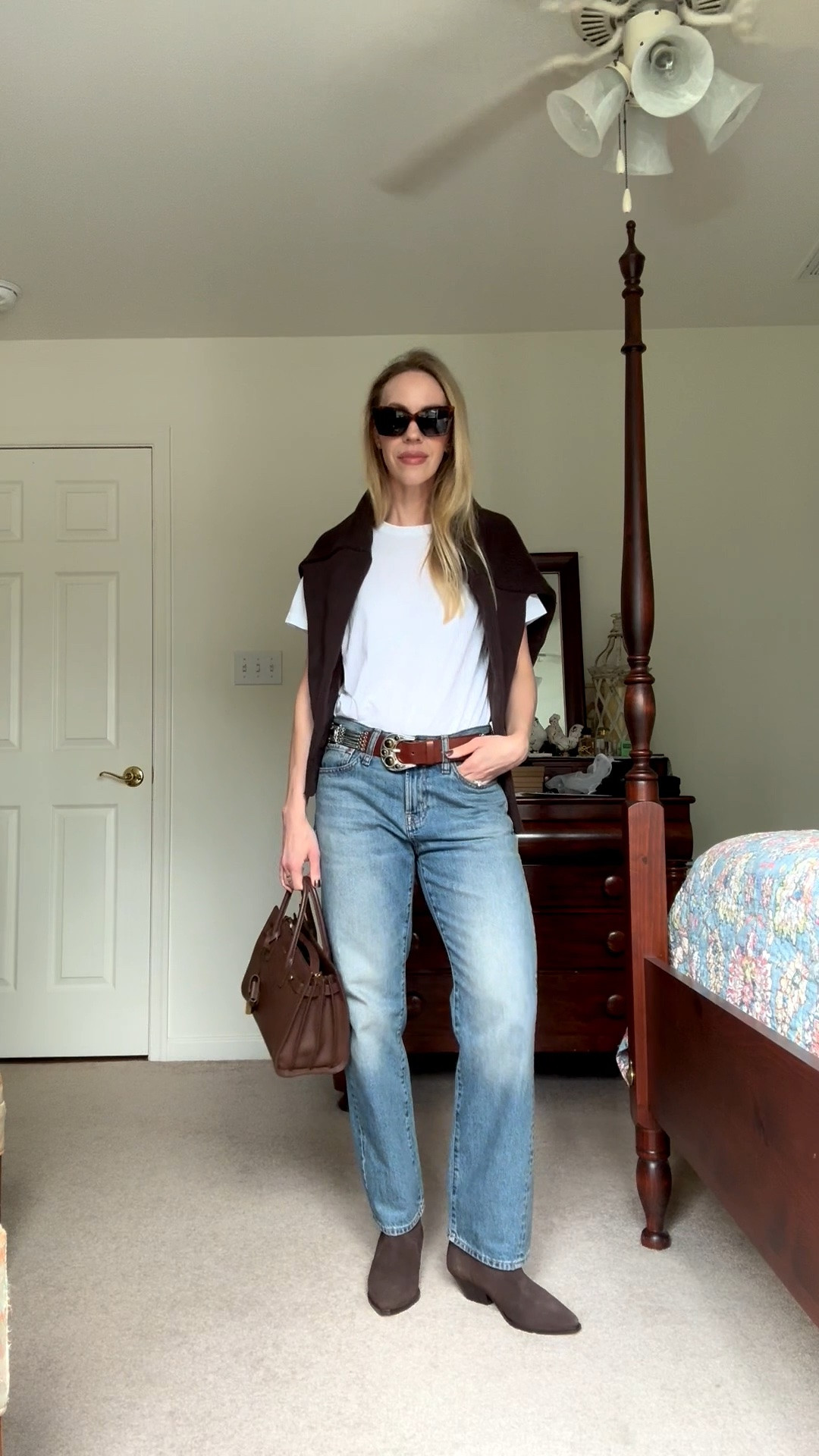 Casual fall outfits over 40, western style fall outfits, @Zara western belt, brown suede cowboy boots

#LTKSeasonal #LTKOver40 #LTKSaleAlert