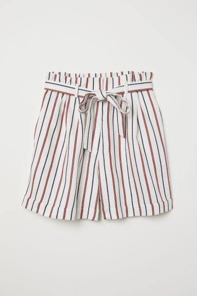 H & M - Paper-bag Shorts - White | H&M (US + CA)