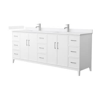 Elan 84 in. W x 22 in. D x 35 in. H Double Bath Vanity in White with White Quartz Top | The Home Depot