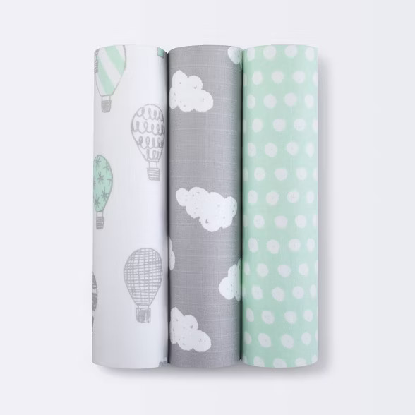 Swaddle Blankets In the Clouds 3pk - Cloud Island™ Joyful Mint | Target