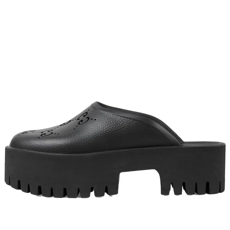 (WMNS) Gucci Platform Perforated G Sandal 'Black Rubber' 663577-JFB00-1000 | KICKS CREW