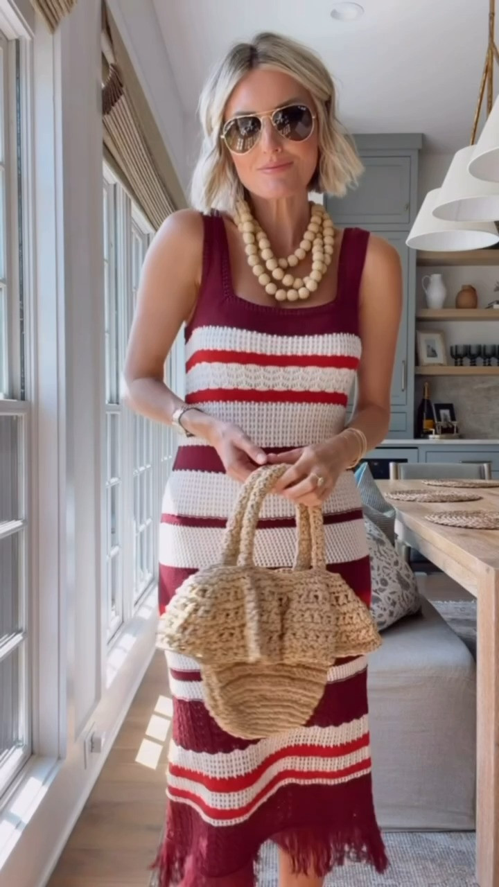 This crochet dress- OMG! I am in love, I can't believe this is from Target. Definitely gives designer vibes and it is under $50- Perfect for Memorial Day weekend, summer dinners, beach trips, and backyard BBQs. Paired it with woven accessories and layered jewelry for an effortless elevated look.

Loverly grey, target style, crochet dress, striped dress, memorial day outfit, summer outfit, coastal style, resort wear, woven bag, target finds, beach vacation outfit, backyard bbq outfit, fourth of july outfit 

 #LTKootd #LTKSeasonal #LTKTravel