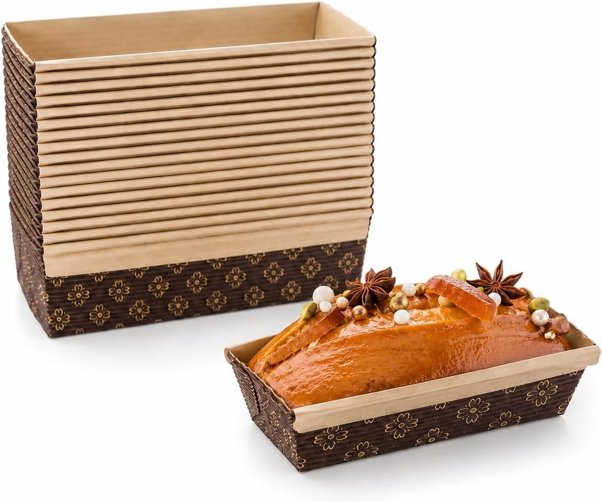 Pastry Chef's Boutique Disposable Rectangular Paper Loaf Pan Molds, All Natural Made, Recyclable, Microwave and Oven Safe, Small Display Cake Mold - 6''x2.5''x2'' - 25pcs | Amazon (US)