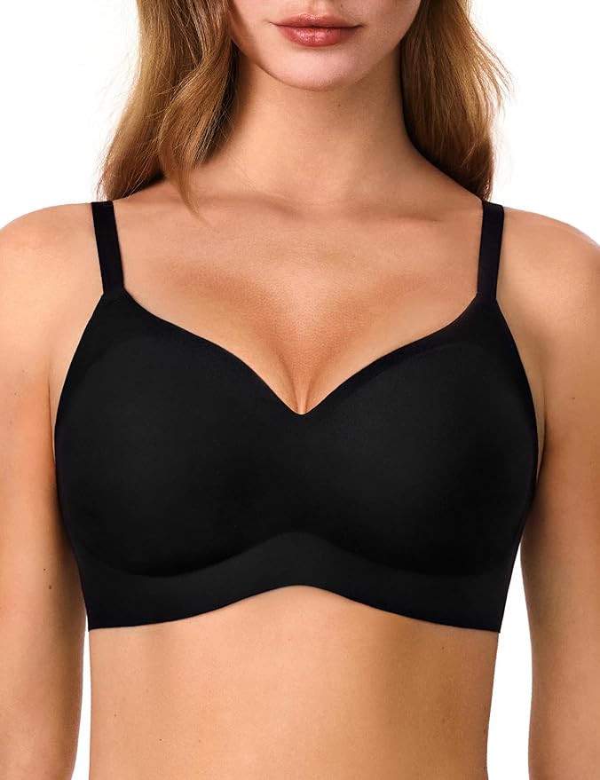 Bras for Women, No Underwire Full Coverage V Plunge Bra Wireless Seamless Comfort Bralette T-Shir... | Amazon (US)