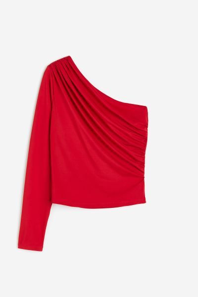 One-shoulder top - Red - Ladies | H&M GB | H&M (UK, MY, IN, SG, PH, TW, HK)