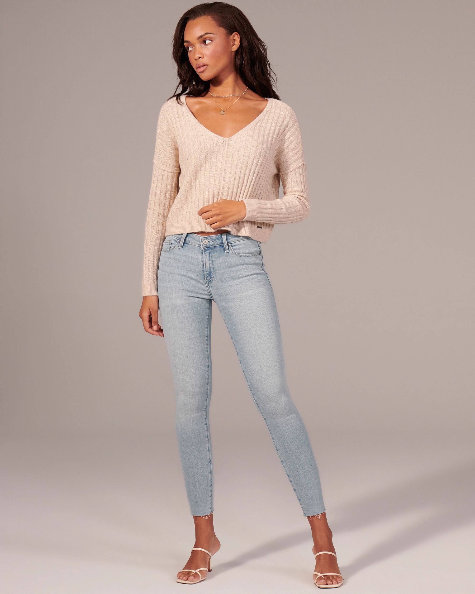 Mid Rise Super Skinny Ankle Jeans | Abercrombie & Fitch (US)