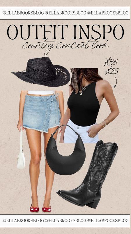 Outfit Inspo: Country Concert Look
country concert outfit, summer country look, concert outfit idea, amazon fashion finds, denim skort, amazon cowgirl boots 

#LTKStyleTip #LTKFindsUnder50 #LTKSeasonal