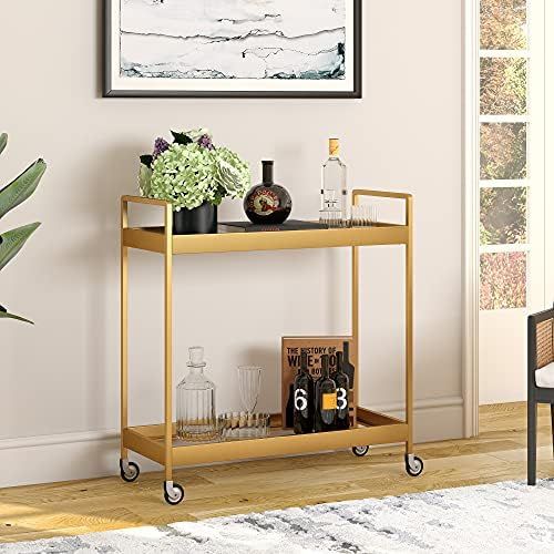 Henn&Hart 33'' Wide Rectangular Bar Cart in Brass | Amazon (US)