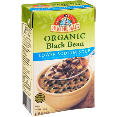 Dr. McDougall's Right Foods Organic Black Bean Lower Sodium Soup, 18 oz, (Pack of 6)
