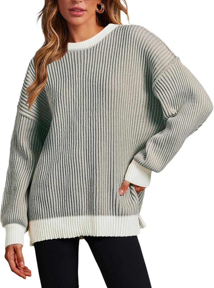 Beyond Chenille Sweater for Women Fall Casual Long Sleeve Crew Neck Pullover Rib Knit Blouse Tops | Amazon (US)
