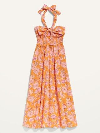 Fit &#x26; Flare Sleeveless Halter Floral-Print Maxi Dress for Women | Old Navy (US)