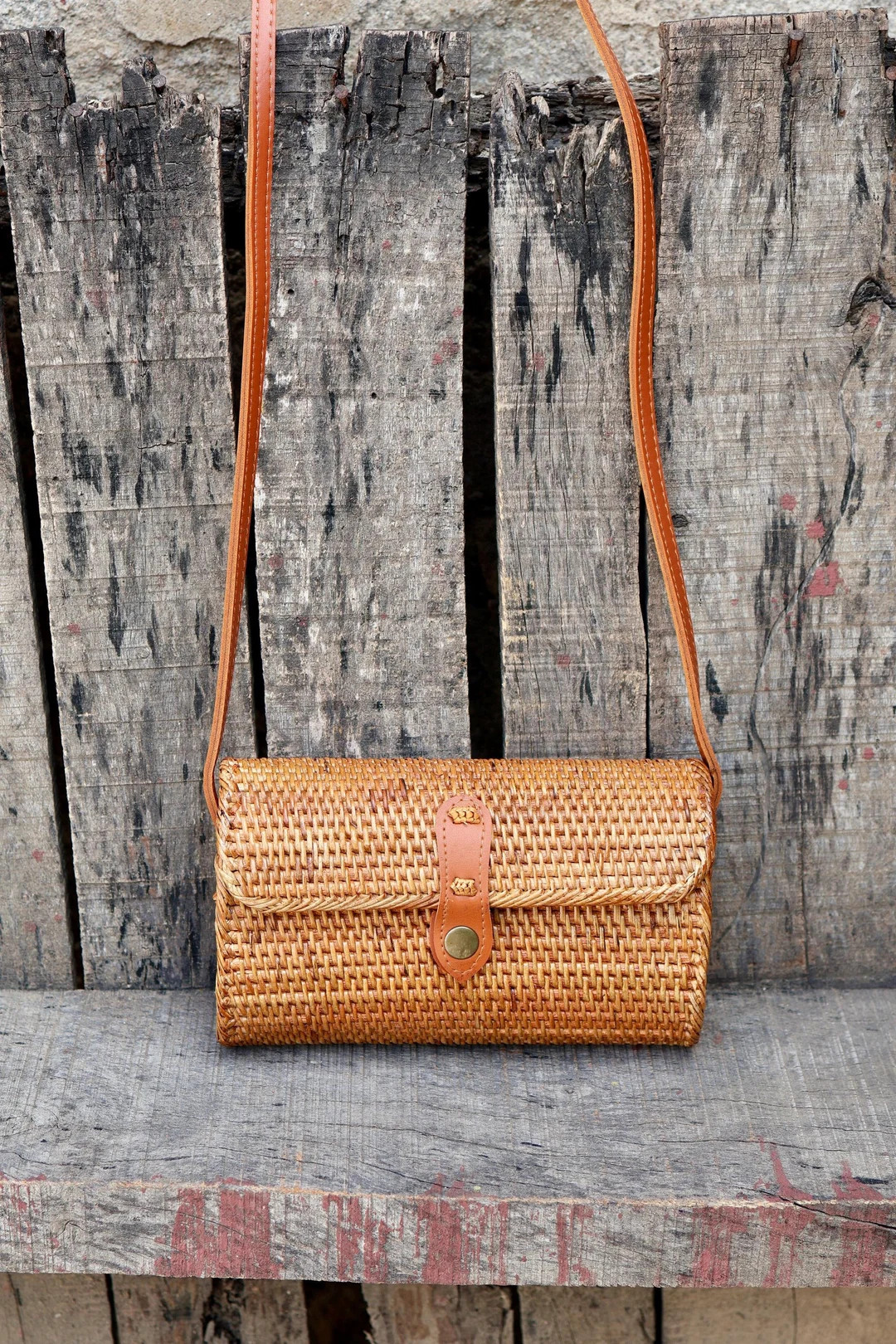 Handwoven Rattan Crossbody Bag, Braided Bali Purse | Etsy (Global)