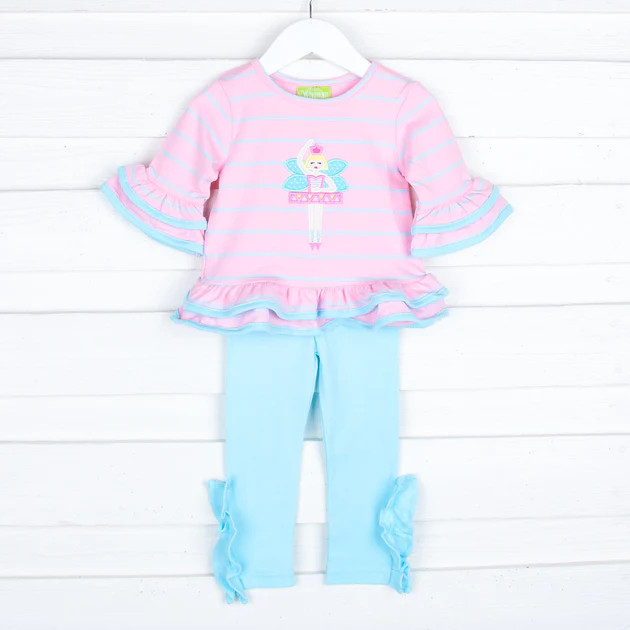 Ballerina Stripe Ruffle Legging Set | Classic Whimsy