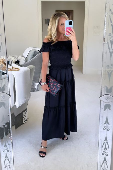Gorgeous, deep, navy off the shoulder, maxi dress with ruffle detailing. The waist detailing make such a flattering fit! Run true to size I’m wearing an extra small and 5’2” tall.
Comes Xs-xxxl
Under $100 and $98!

#LTKfindsunder100 #LTKover40 #LTKSeasonal