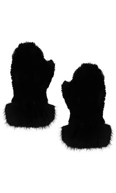 jocelyn Faux Rabbit Knit Mittens in Black from Revolve.com | Revolve Clothing (Global)