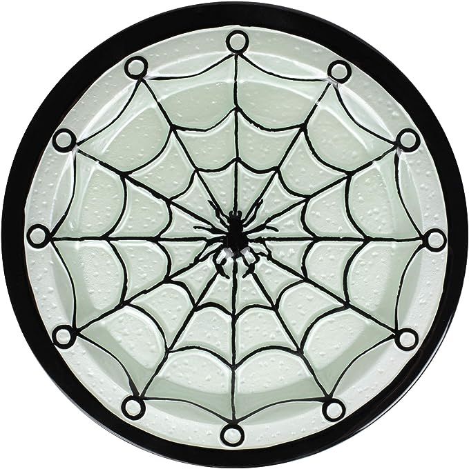 Transpac Black and Green Glass Spider Web Decorative Serving Platter | Amazon (US)