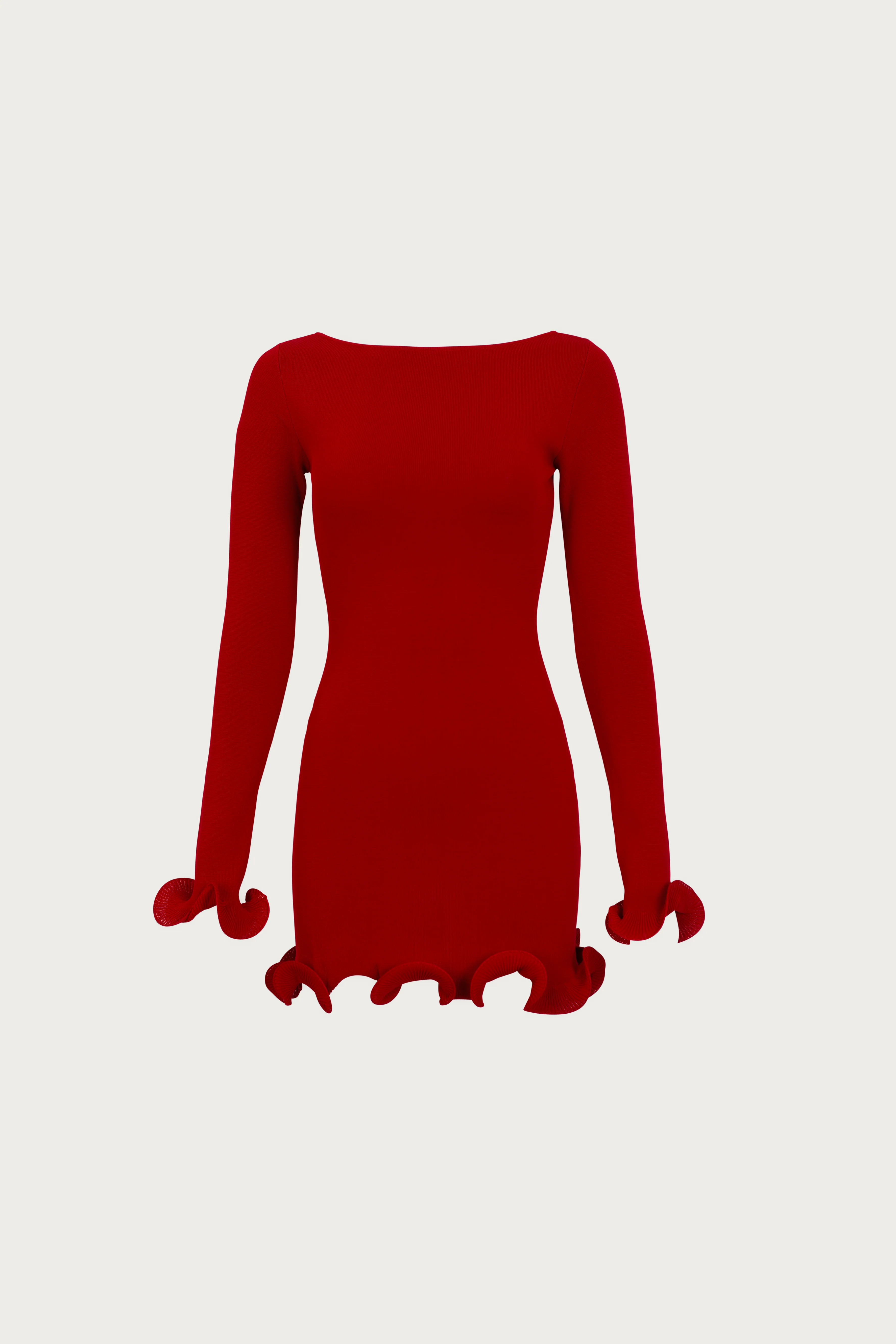 Ruffle Hem Mini Dress (Red) - XS / Red | SAME