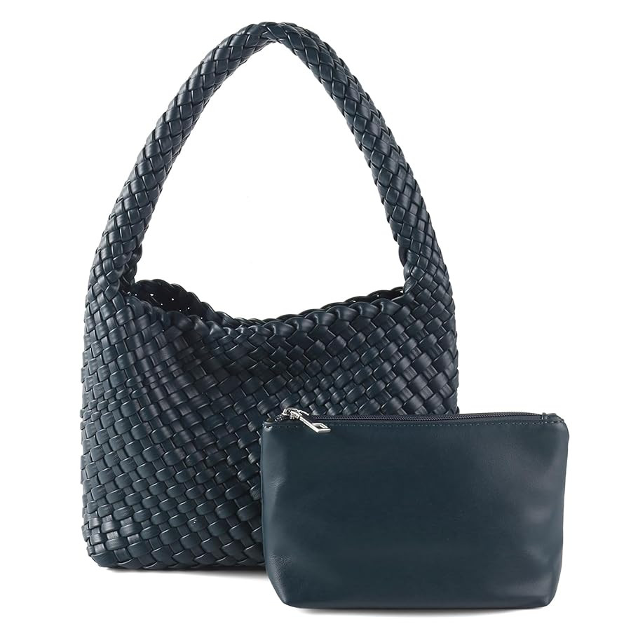 Handmade Woven Tote Bag - Women's Vegan Leather Shoulder Bag With Purses | Amazon (US)