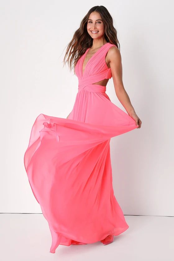 Vivid Imagination Neon Pink Cutout Maxi Dress | Lulus (US)