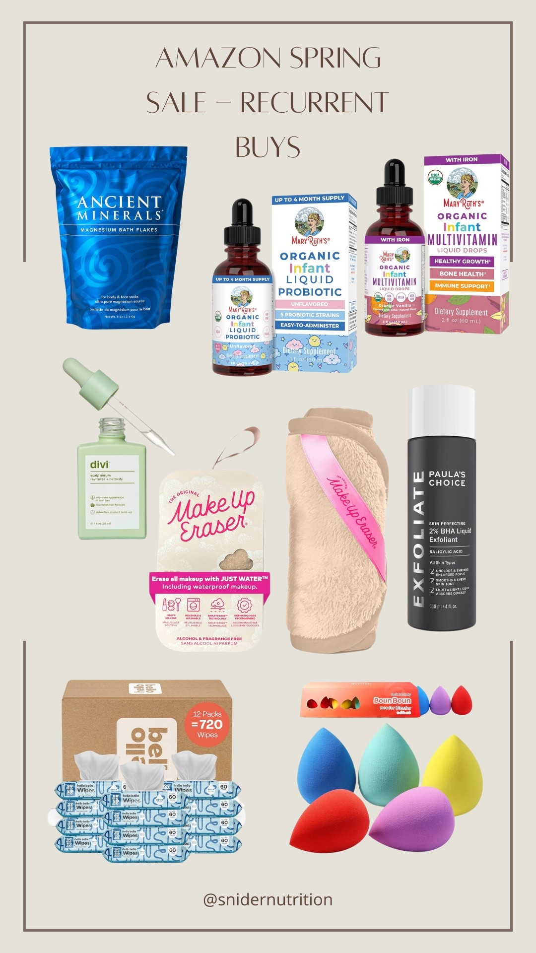 Amazon spring sale - products I regularly buy!

Makeup remover, makeup removing cloth, makeup eraser, clean baby wipes, magnesium flakes, infant multivitamin, infant probiotic, liquid exfoliator, Paula’s choice, makeup sponges

#LTKSaleAlert #LTKFindsUnder50