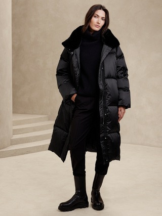 Alps Long Satin Puffer Coat | Banana Republic (US)