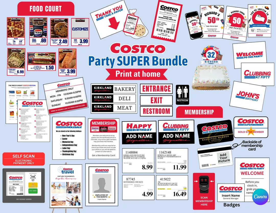 BEST Costco Bundle, Customize, Canva, Invite, Badges, Membership Cards, Signs Galore, Kirkland Si... | Etsy (US)
