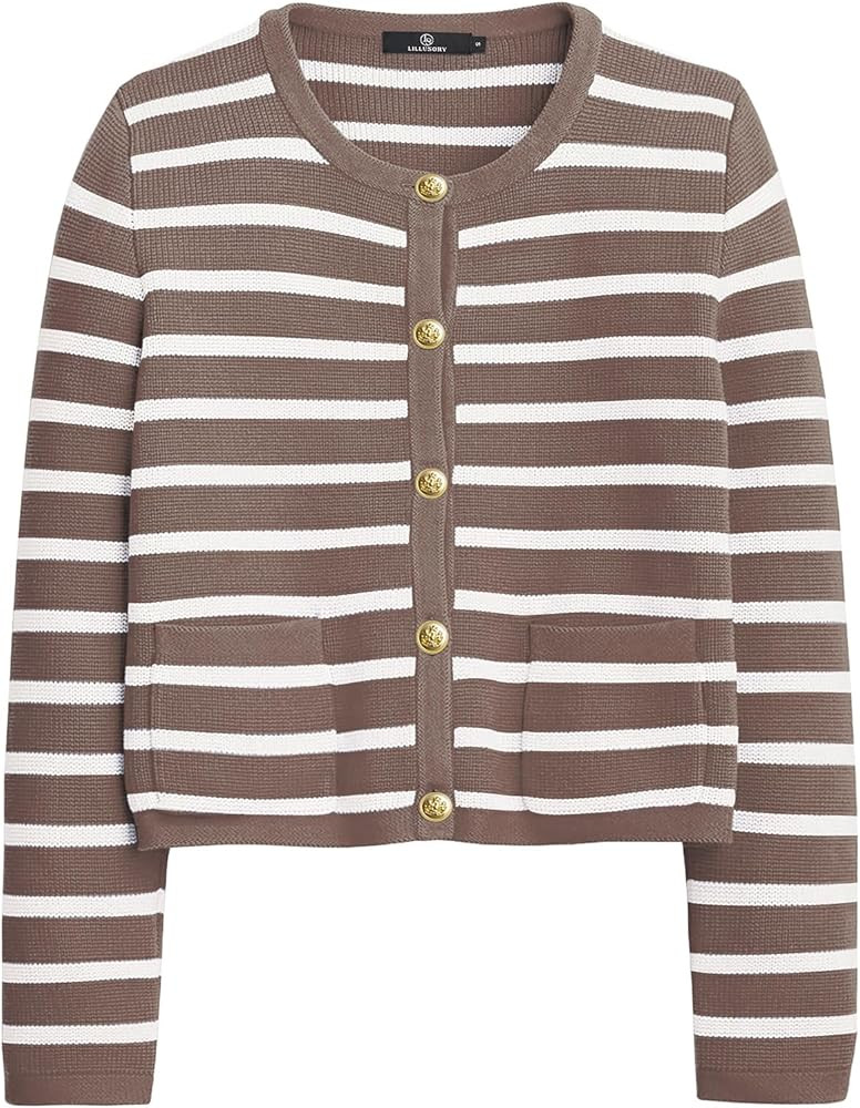 LILLUSORY Women's Cardigan Sweaters 2023 Open Front Long Sleeve Button Down Cashmere Knitted Jack... | Amazon (US)