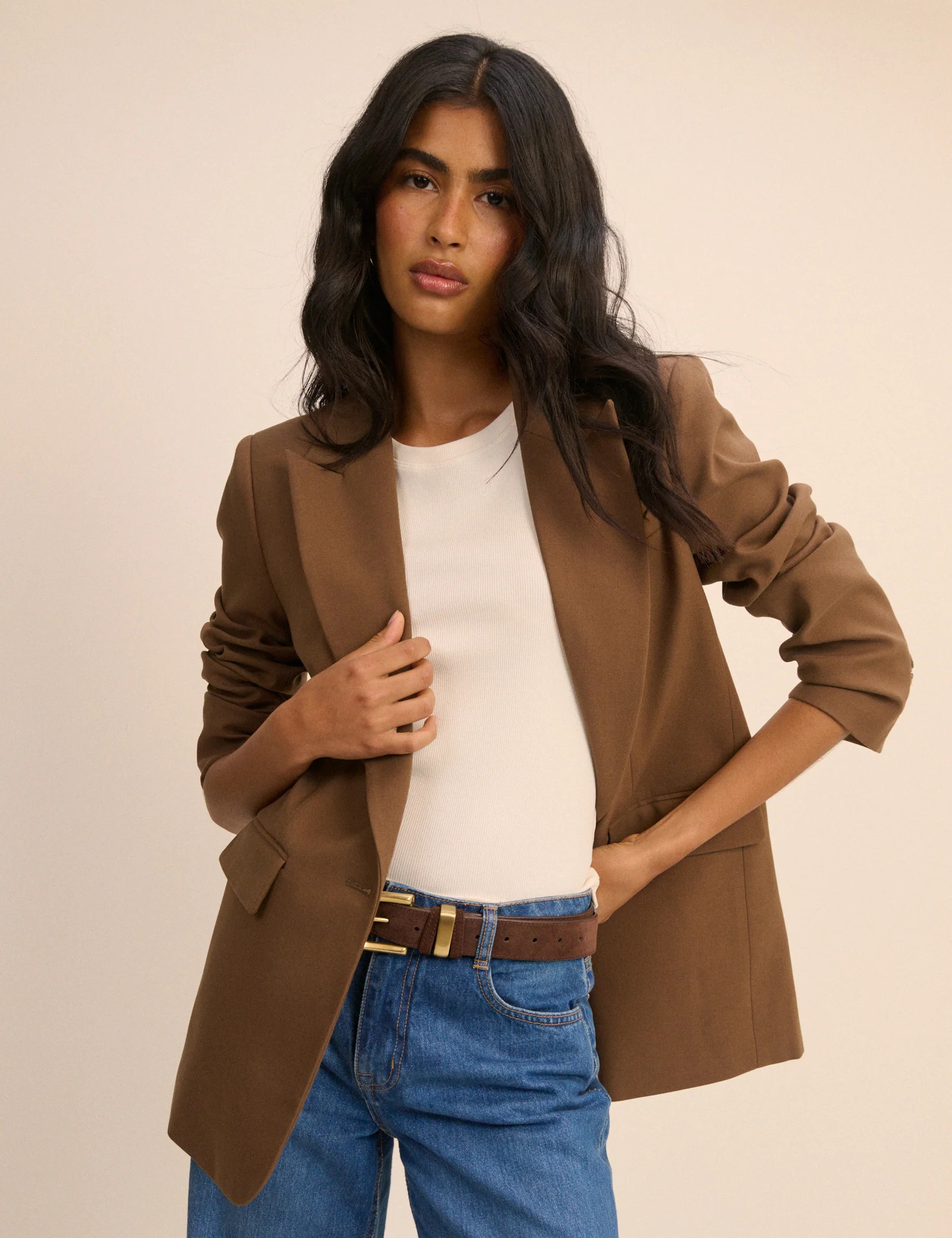 Brown Single Breasted Alexa Blazer | Nobody's Child