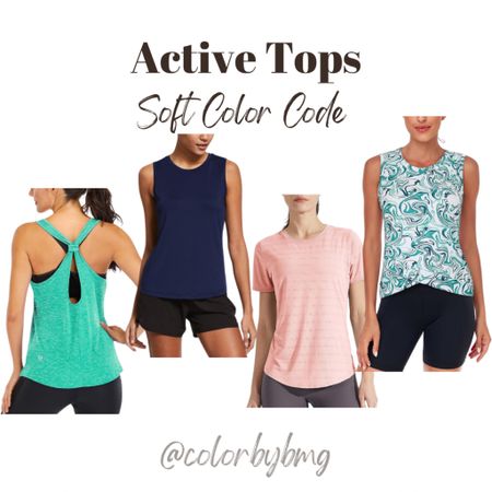 Soft Color Code Active Tops
1. Light-Green
2. Navy
3. 00-pink
4. green wave

Soft autumn and soft summer 