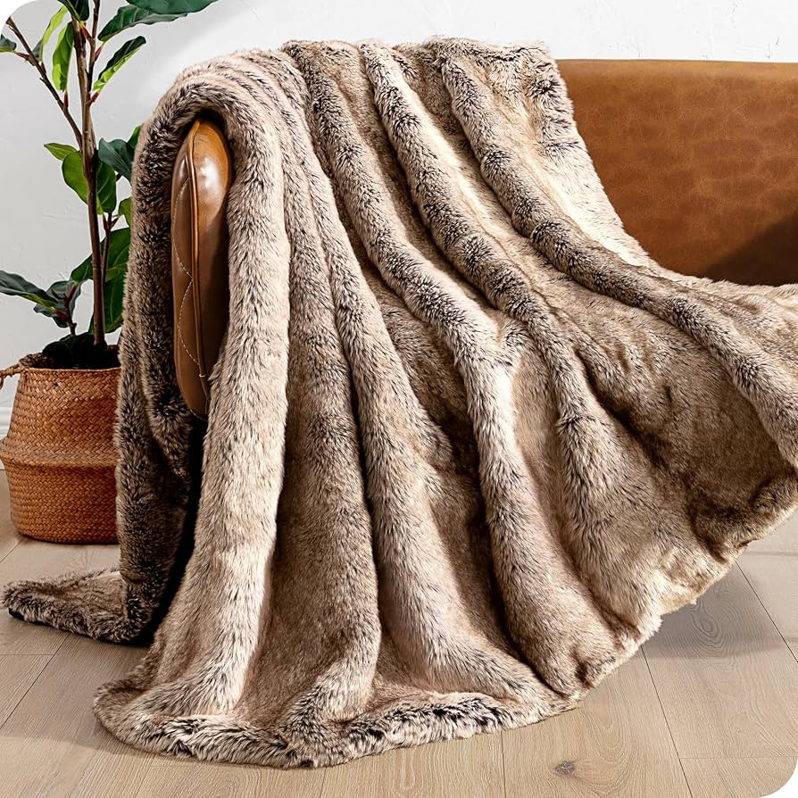 Bare Home Faux Fur Blanket - Ultra-Soft Luxurious - Cozy Warm Blanket for Couch, Sofa, Chair, Bed... | Amazon (US)