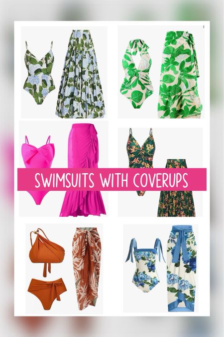 Swimsuits with matching sarong coverups & skirt coverups, one piece swimsuit, bikini 

#LTKOver40 #LTKFindsUnder50 #LTKSwim
