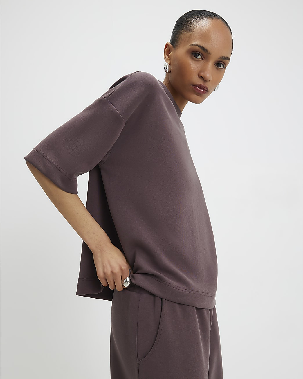 Brown Premium Boxy T-Shirt | River Island UK & IE