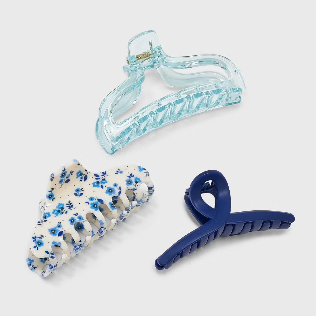 Girls' 3pk Blue Floral Claw Clip Set - art class™ | Target