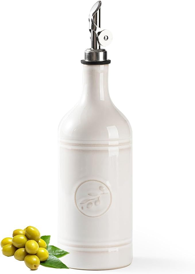 MIKIGEY 18 oz Ceramic Olive Oil Bottle Dispenser for Kitchen, Large Capacity Oli and Vinegar Crue... | Amazon (US)
