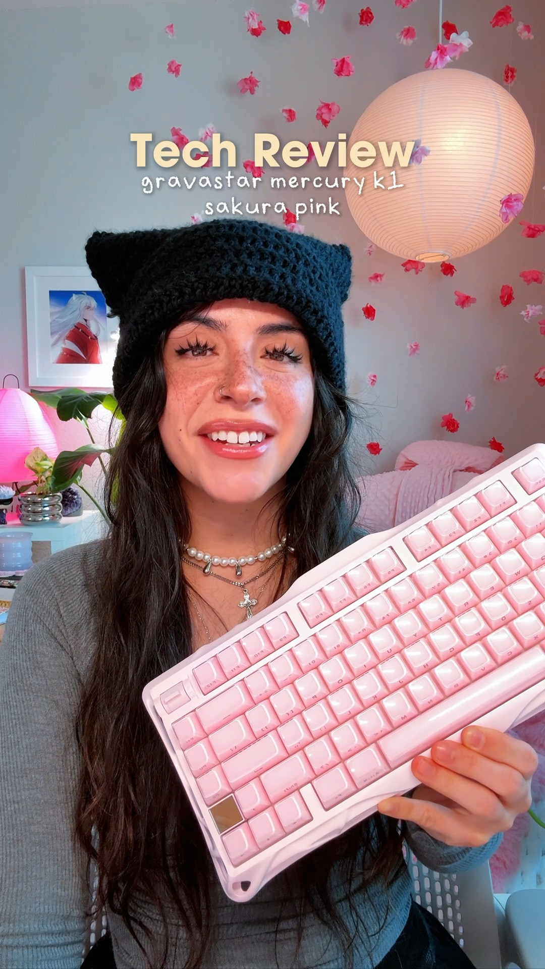 I’ve tested a lot of “pink” keyboards, but this Gravastar Mercury K1 in Sakura pink might actually be the one. It’s a hot-swappable mechanical keyboard with the prettiest cool-toned pink finish, smooth keys, and that perfect soft clack that makes typing and gaming feel so satisfying. If you’re building a cozy, aesthetic desk setup or want a pink gaming keyboard that’s actually high quality and not just cute for photos, this one has been my favorite to use every day. 