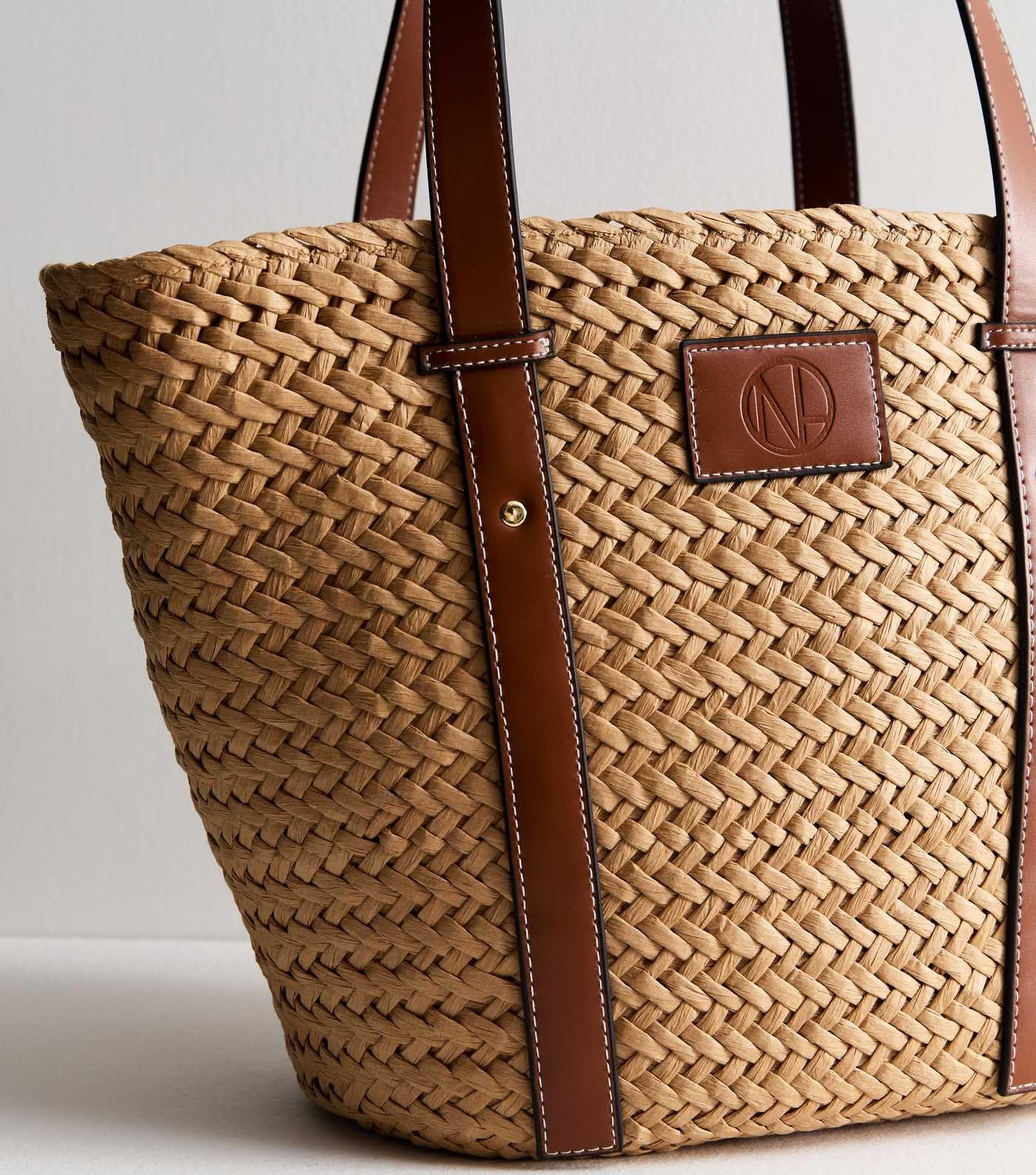 Stone Raffia Large Basket Bag | New Look | New Look (UK)