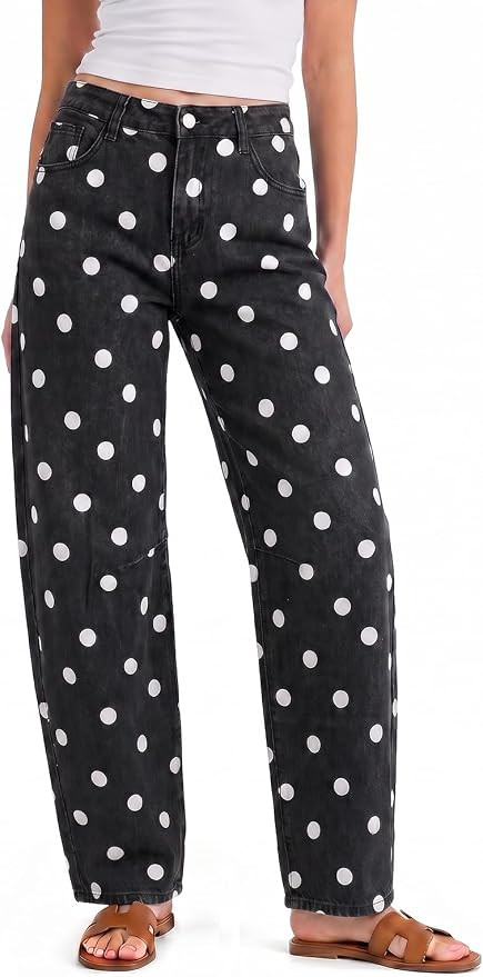 Cicy Bell Women Barrel Cropped Jeans Baggy High Waisted Casual Denim Pants | Amazon (US)
