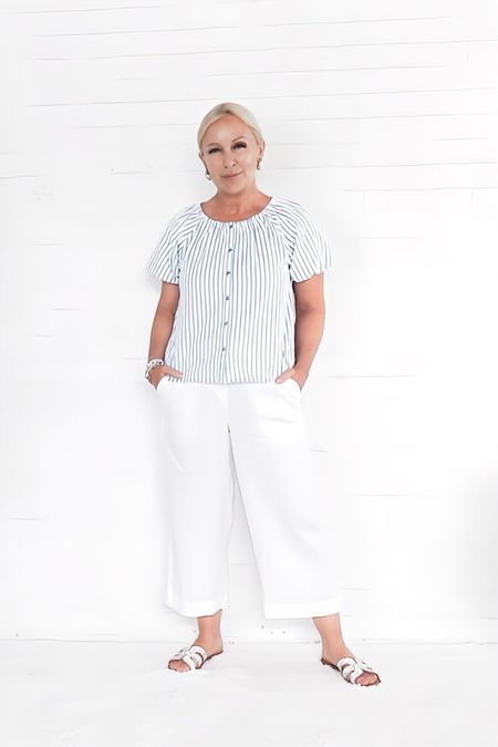 Cool & Crisp Cool Neutral Outfits for Summer with the Coastal Casual Vibe. Bubble top is 40% off. Linen crap pants are Bogo 50% off.

#LTKOver40 #LTKSaleAlert #LTKSeasonal