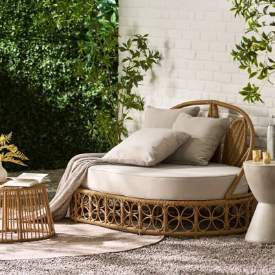 Patio Furniture Outdoor Daybed with Wicker Rattan, 60" Wide Outdoor Wicker Patio Daybed with Cushions for Lawn Garden Backyard Pool | Wayfair North America