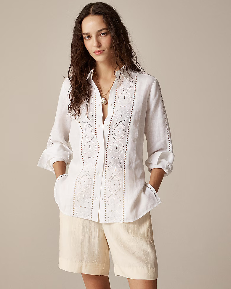 Garçon classic shirt in eyelet linen | J. Crew US