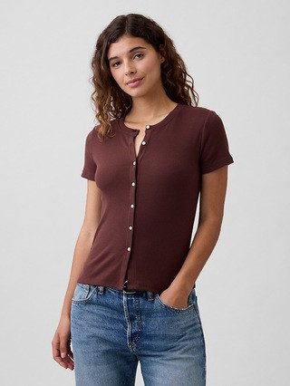 Ribbed Button-Up Top | Gap Factory