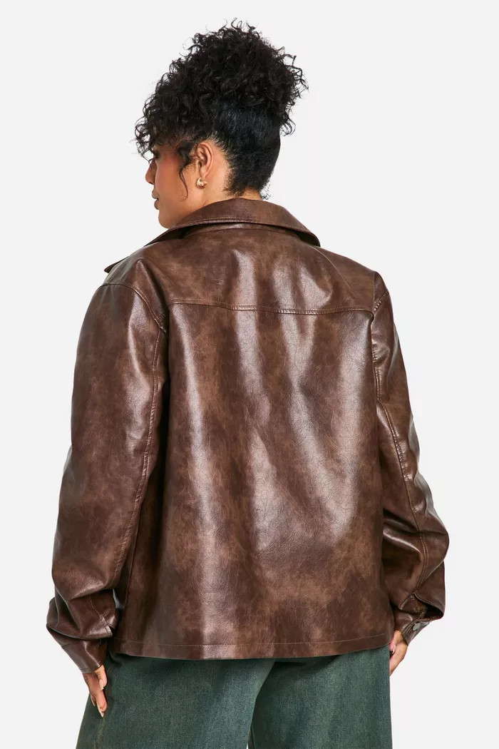 Plus Vintage Look Collar Zip Up Jacket | boohoo (US & Canada)